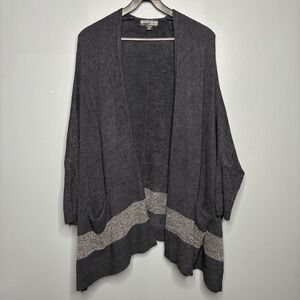 Barefoot Dreams Cozy Chic Lite Cardigan Wrap One Size Nylon Blend Black Dolman